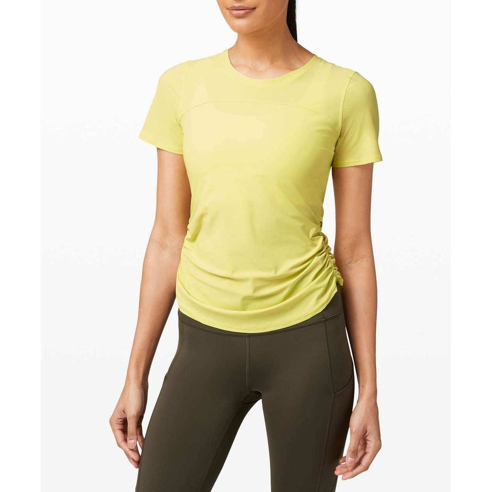 Lululemon Lemon Vibe Run Off Route Tee Shirt Cinched Side Wrap Back Athletics/4